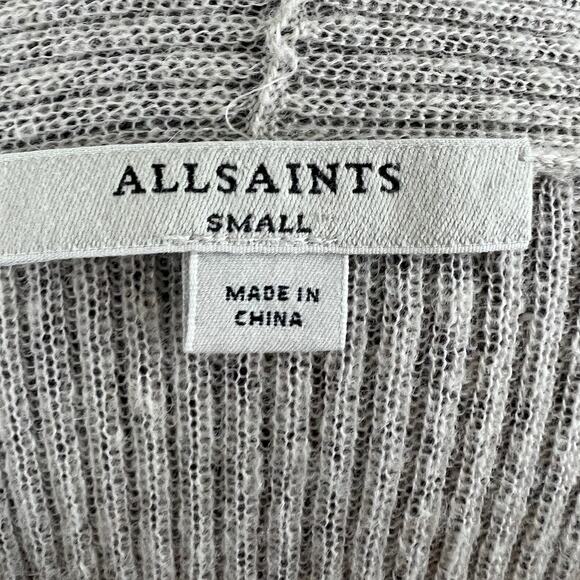 AllSaints Addie Cardigan Beige Wool-Alpaca Blend Shawl Collar Ribbed Knit S - Picture 7 of 10